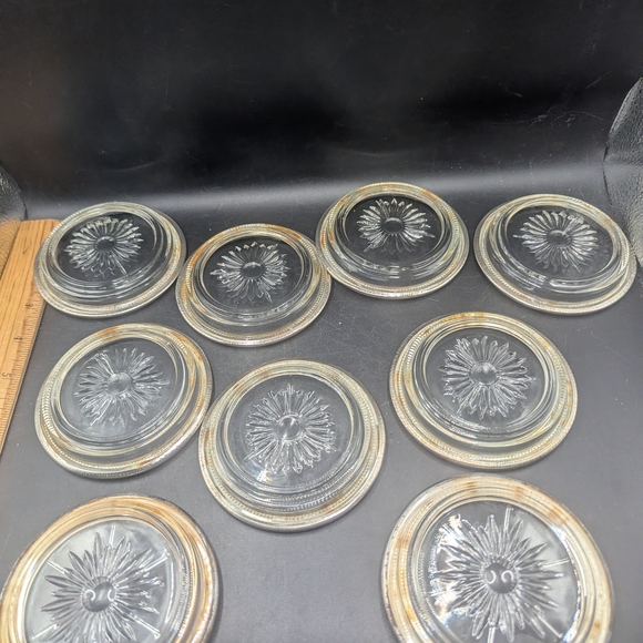 Set of 9 Glass Coasters with Silverplate Trim - Picture 6 of 7